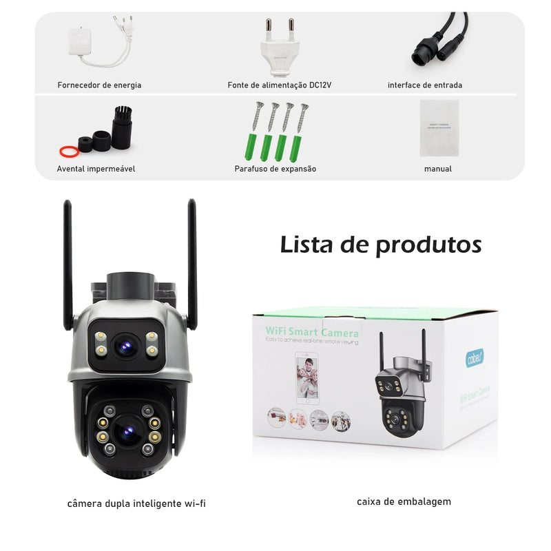 Câmera de Segurança WI-FI Ultra HD - Câmera a Prova D'água com Microfone.