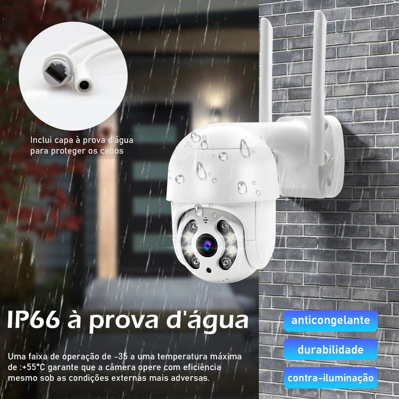 Câmera de Segurança WI-FI Ultra HD - Câmera a Prova D'água com Microfone.