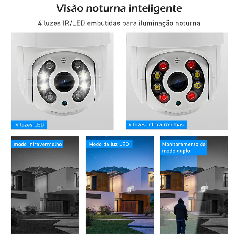 Câmera de Segurança WI-FI Ultra HD - Câmera a Prova D'água com Microfone.